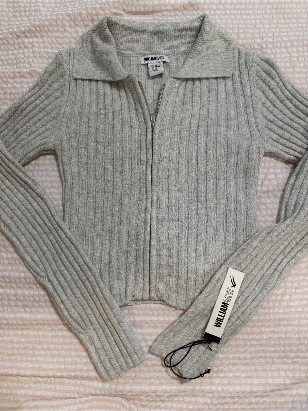 William Rast Light Gray Ribbed Zip Cardigan NWT XS SUPER SOFT!
